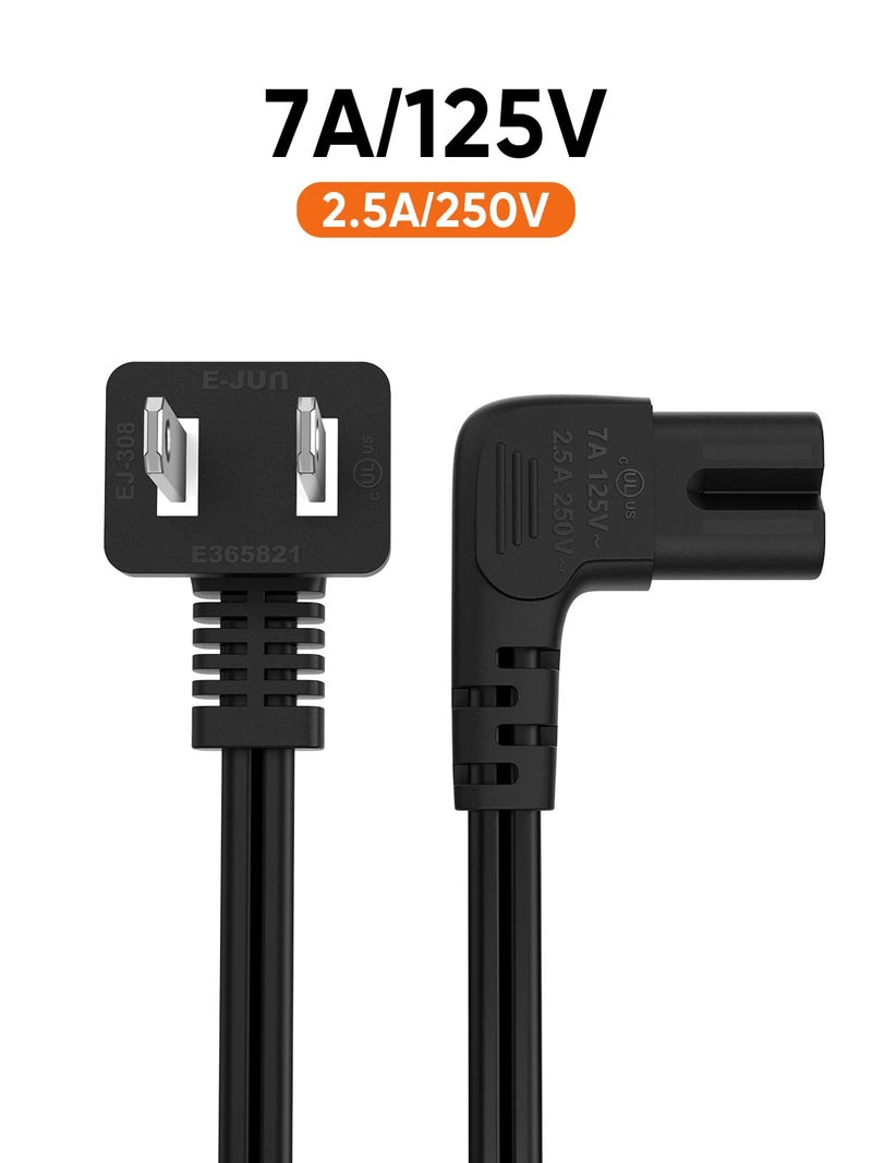 CableCreation 2-Pack 10 Feet Angled 2-Slot Non-Polarized Angle Power Cord (IEC320 C7 to Nema 1-15P), 3M/Black - Image 5